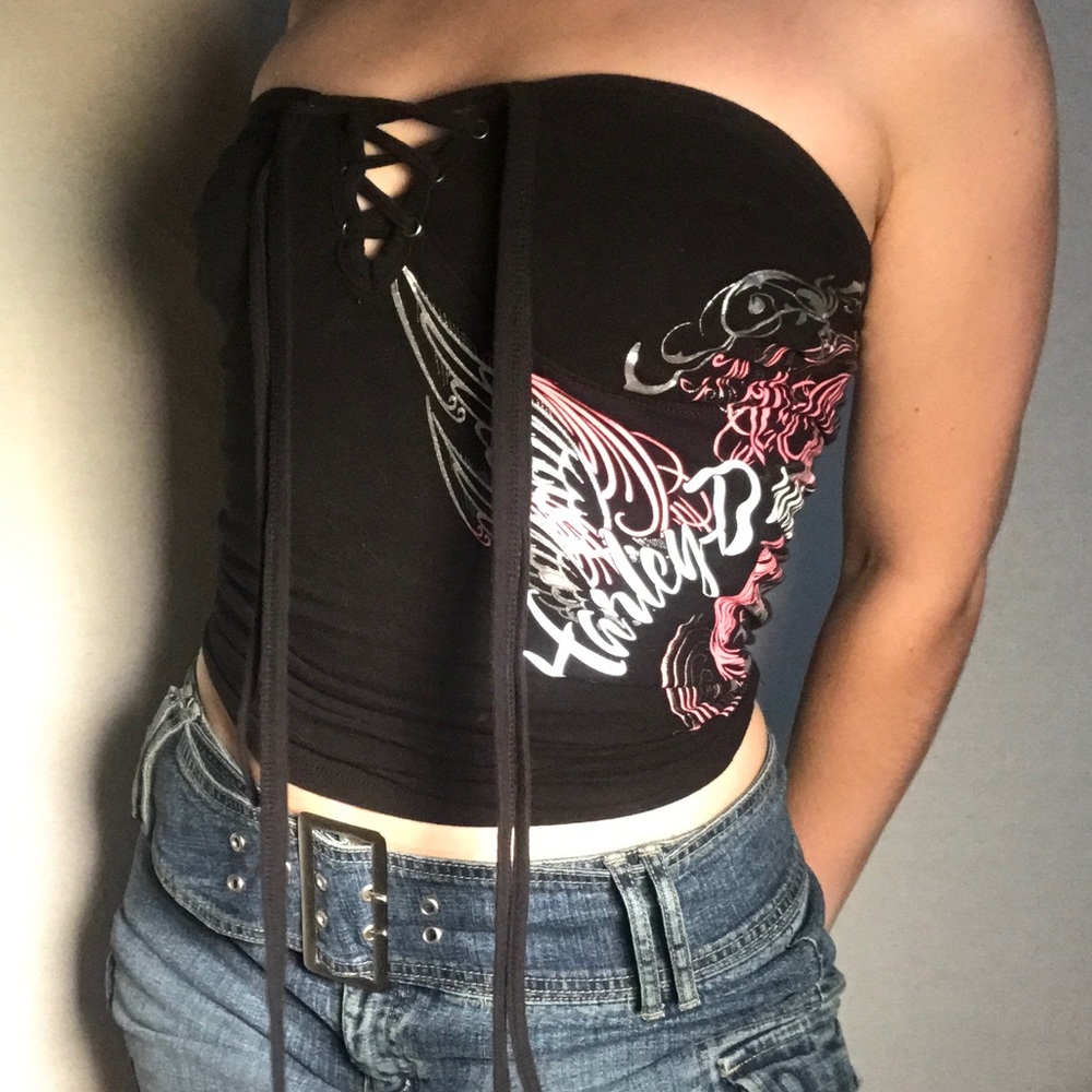 Harley Davidson sexy lace up halter tube top